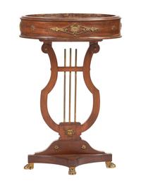 An Empire-Style Mahogany Lyre-Base Plant Stand