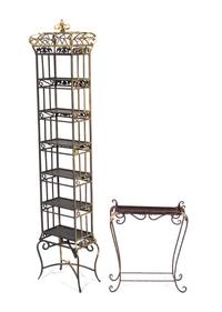 A Gilt Metal Six-Tier Bookcase Height of first 67 1/2 inches. — SECOND HALF 20TH CENTURY