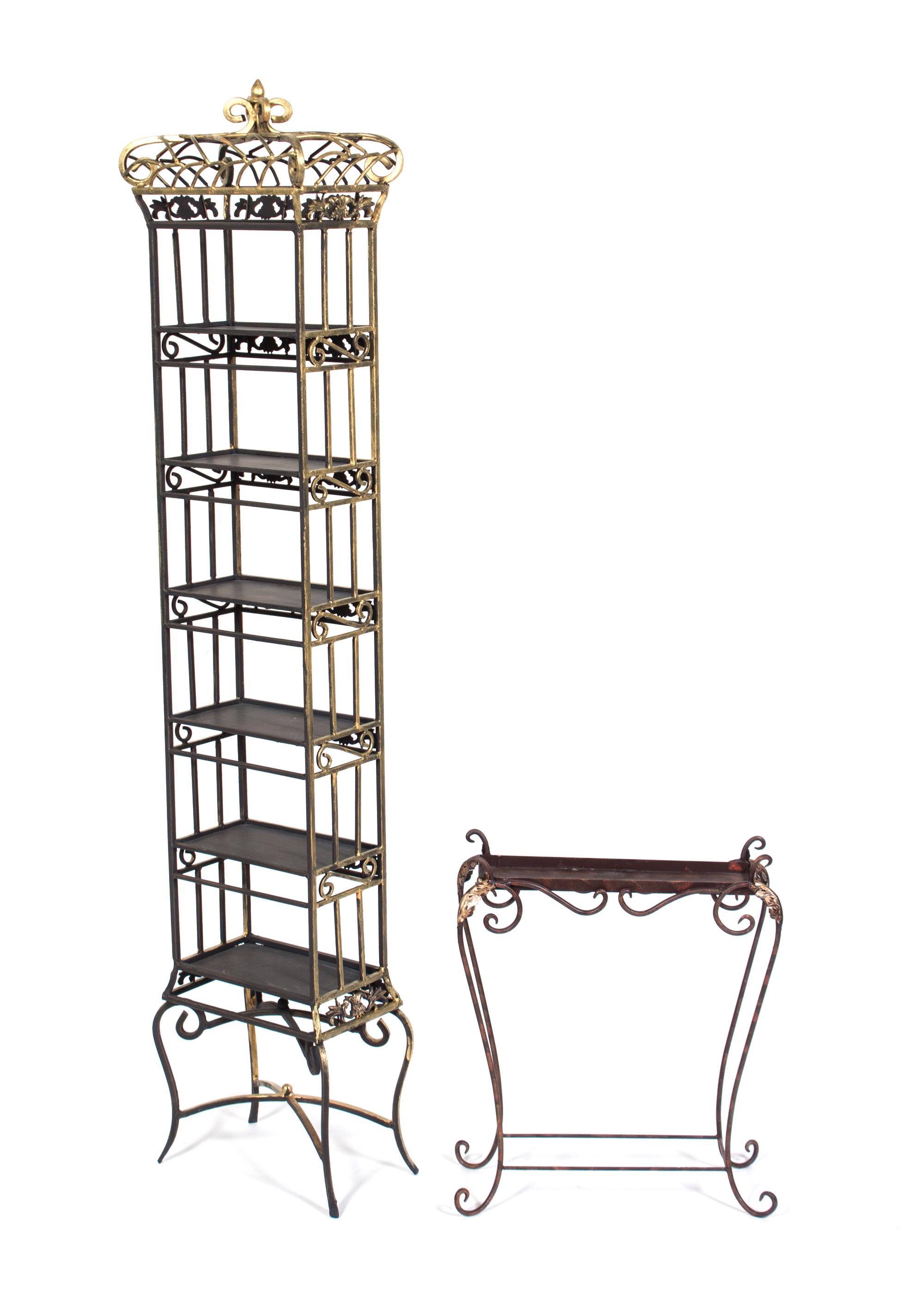 A Gilt Metal Six-Tier Bookcase Height of first 67 1/2 inches. — SECOND HALF 20TH CENTURY