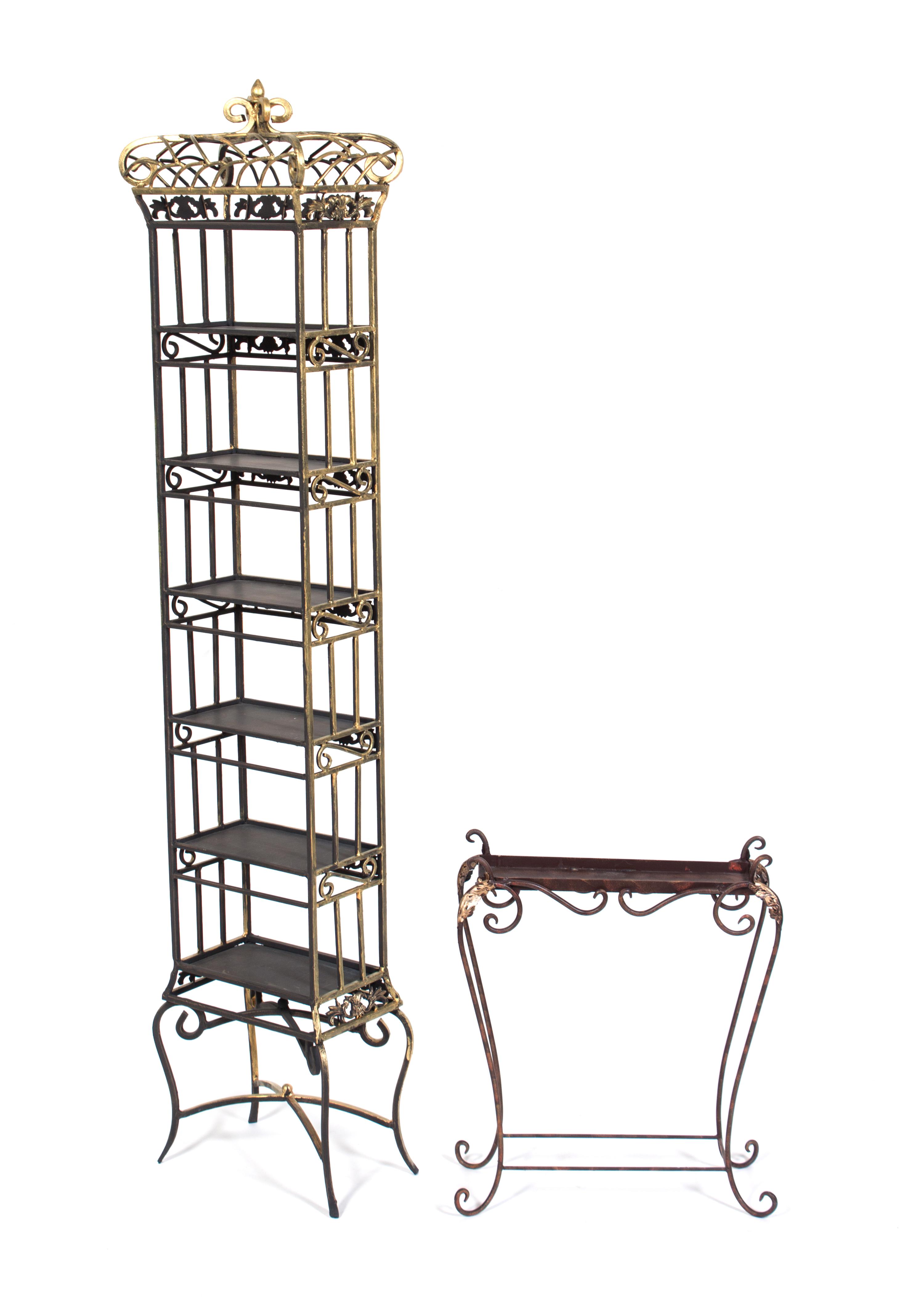 A Gilt Metal Six-Tier Bookcase Height of first 67 1/2 inches. — SECOND HALF 20TH CENTURY