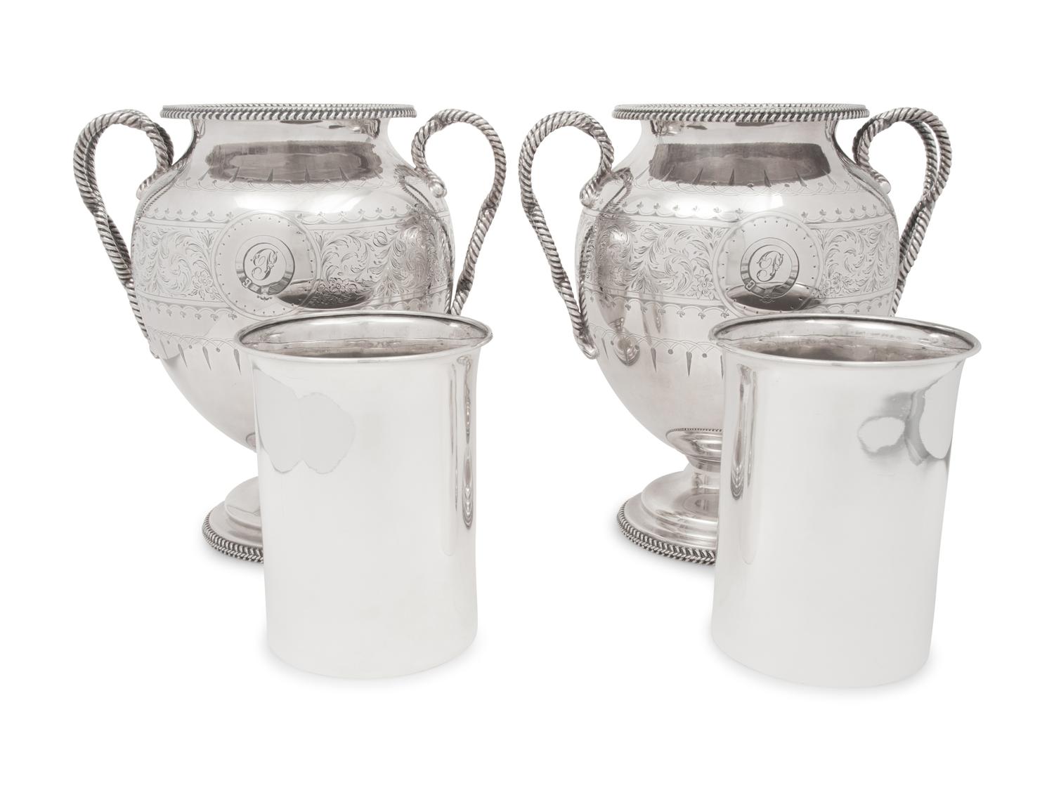 A Pair of English Silver-Plate Wine Coolers