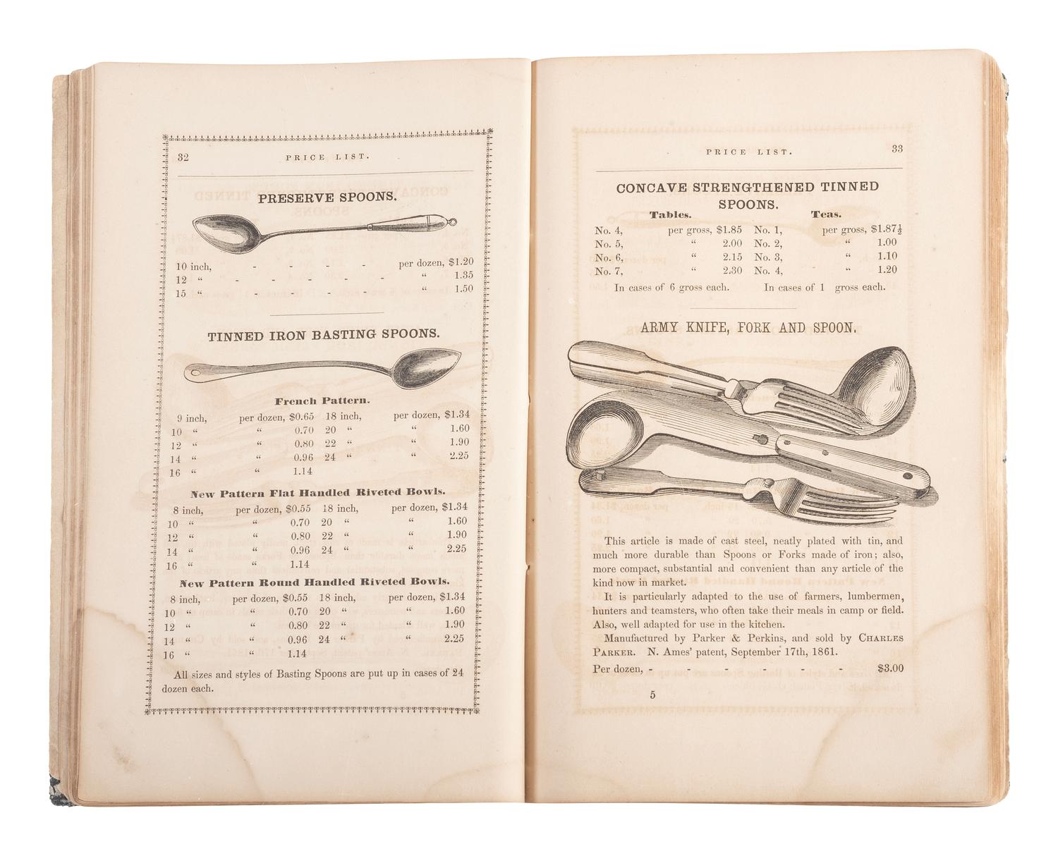 Price List of Articles Manufactured by Charles Parker . Hartford, CT: Case, Lockwood and Company, 1862.