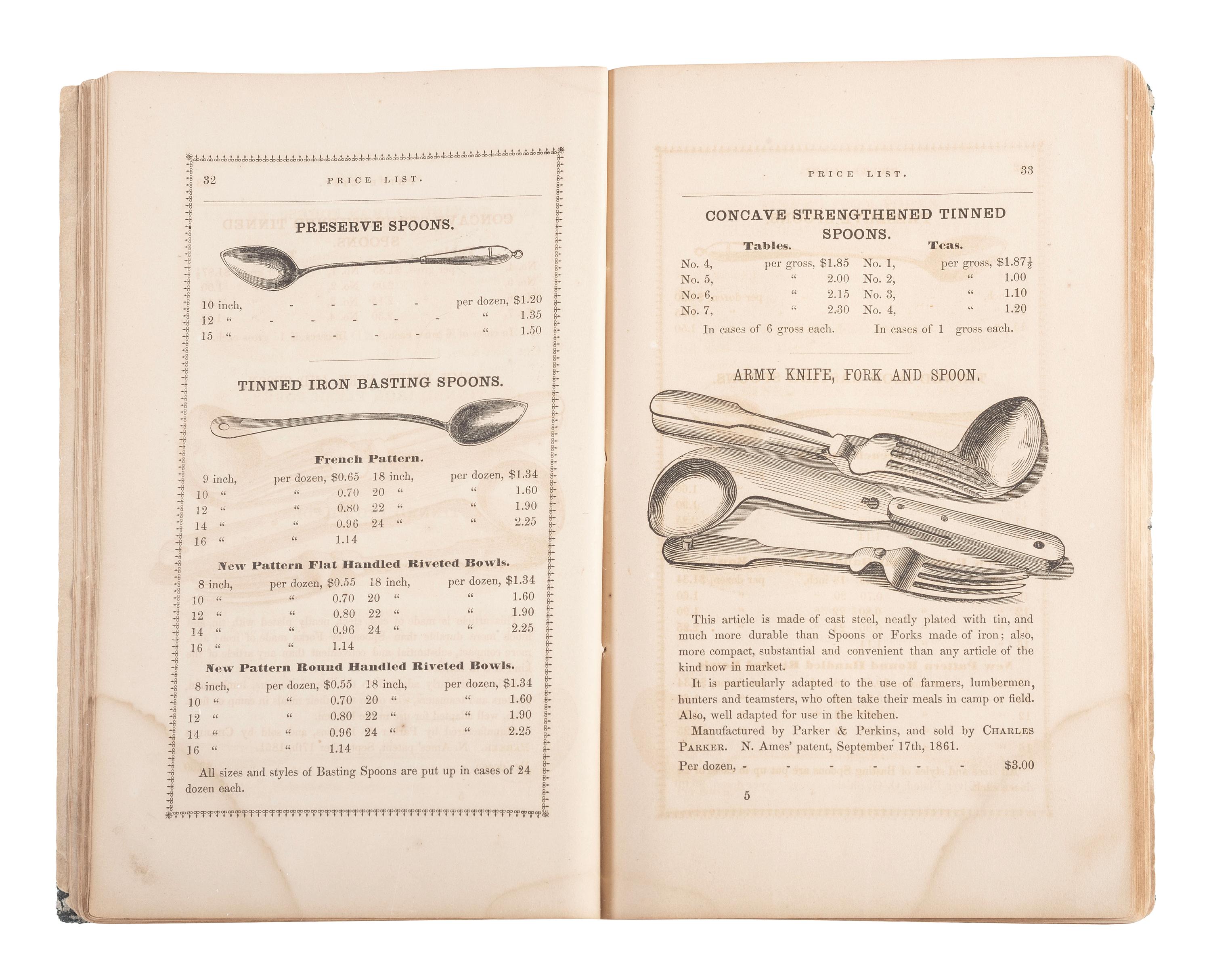 Price List of Articles Manufactured by Charles Parker . Hartford, CT: Case, Lockwood and Company, 1862.