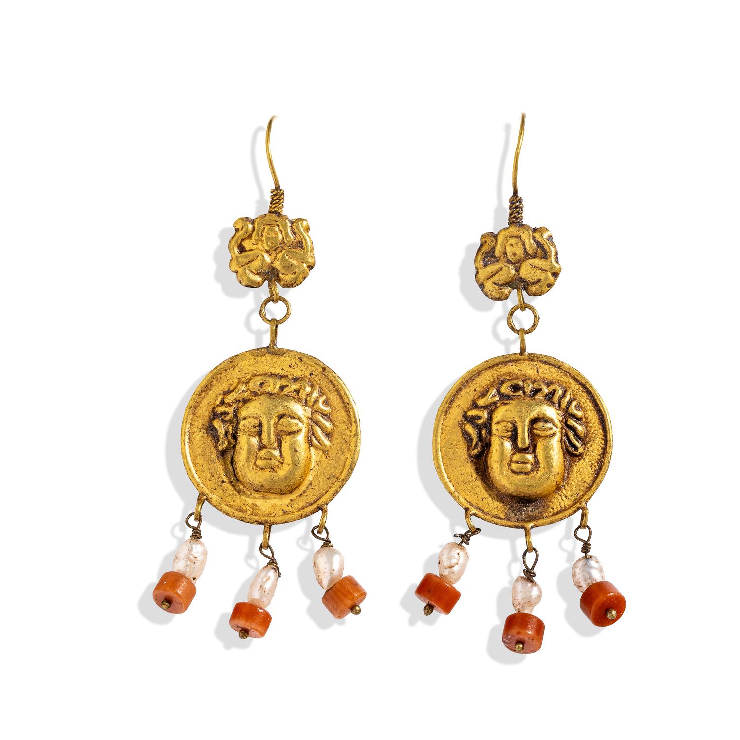 A Pair of Greek Style Gold Earrings