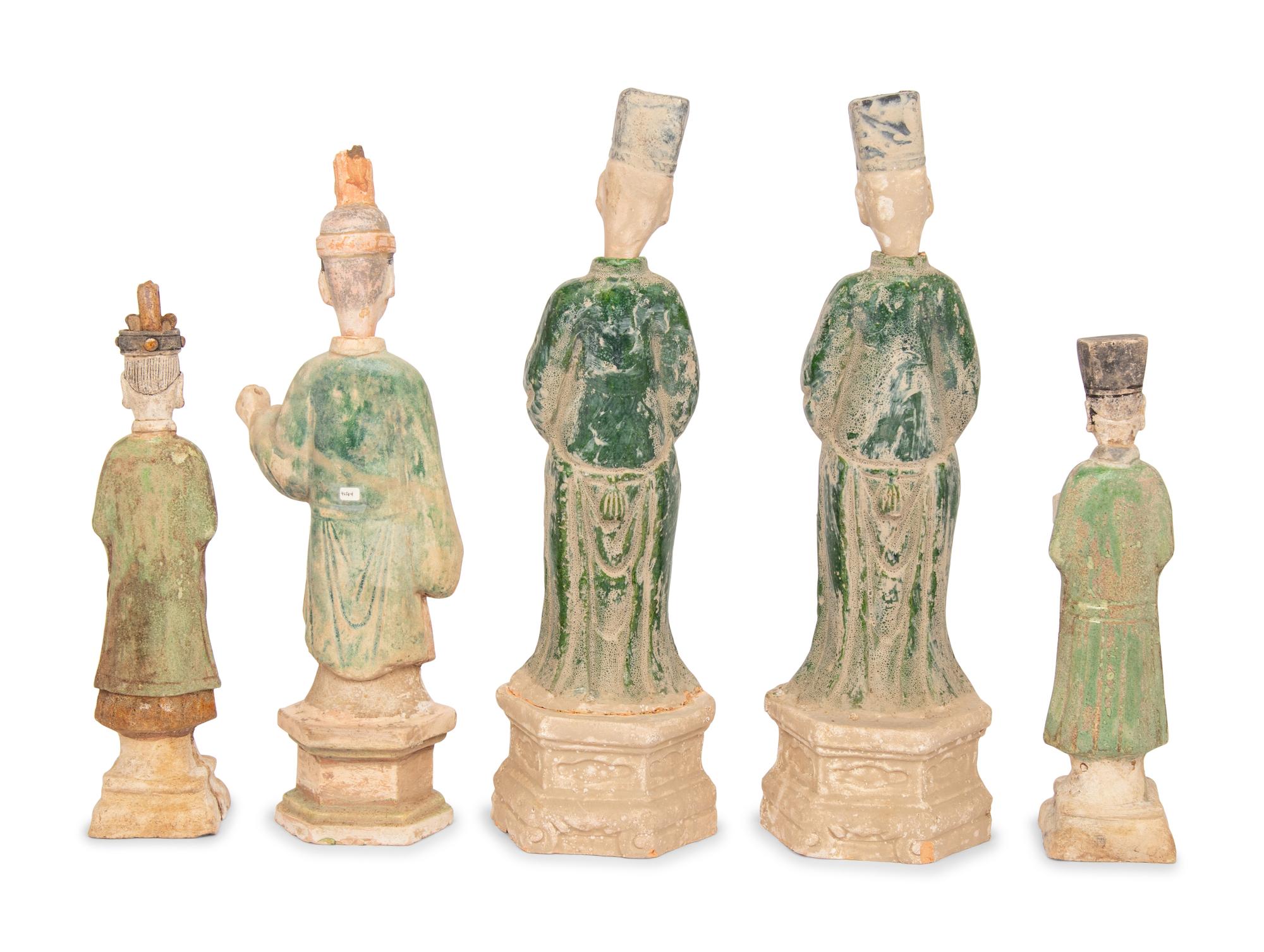 Five Chinese Sancai Glazed Attendants