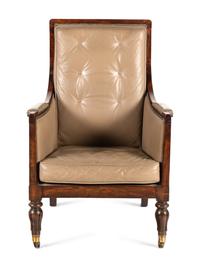 A Regency Style Leather-Upholstered Library Armchair