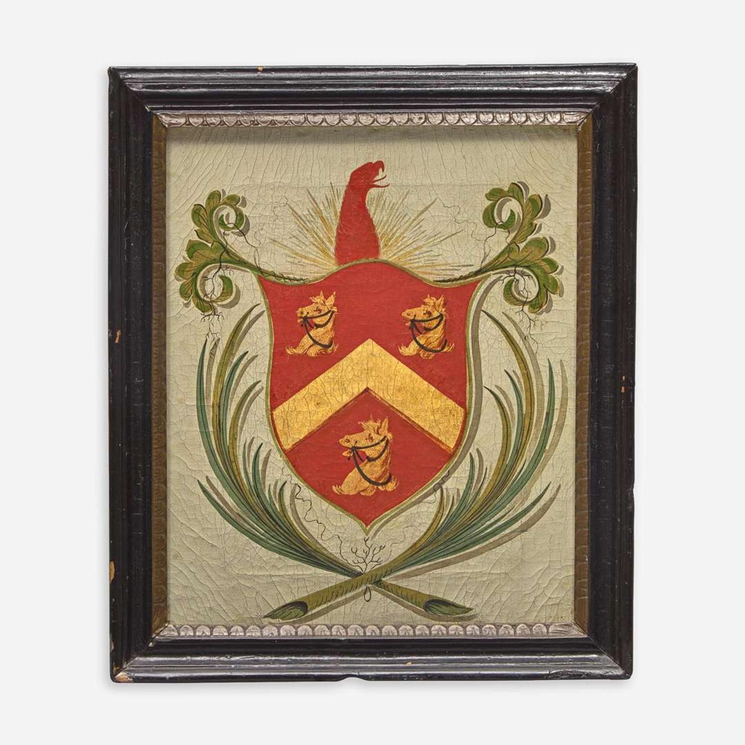 Two painted coats-of-arms: Holyoke and Tryppe families Samuel Blyth (1744-1795), Salem, MA, and other, late 18th century