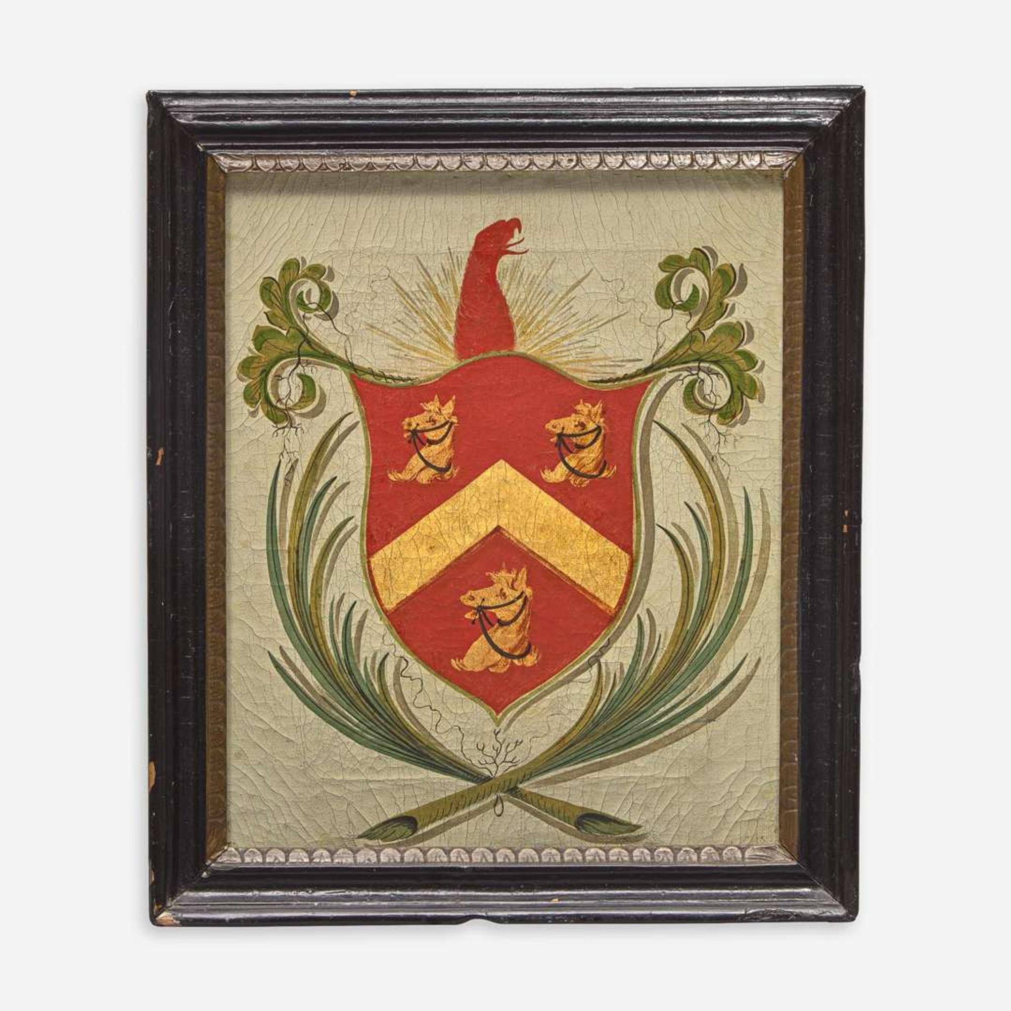 Two painted coats-of-arms: Holyoke and Tryppe families Samuel Blyth (1744-1795), Salem, MA, and other, late 18th century