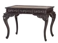 A Japanese Carved and Brass Inset Desk