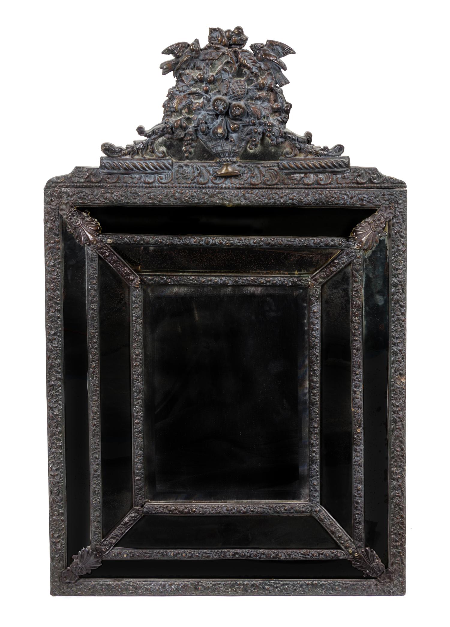 A Dutch Baroque Style Pressed Brass Mirror — 19TH CENTURY