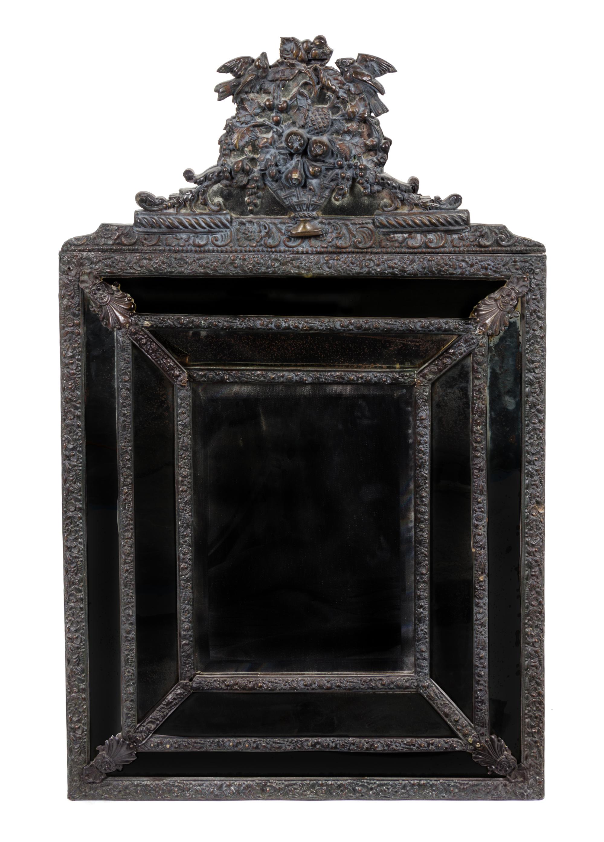A Dutch Baroque Style Pressed Brass Mirror — 19TH CENTURY