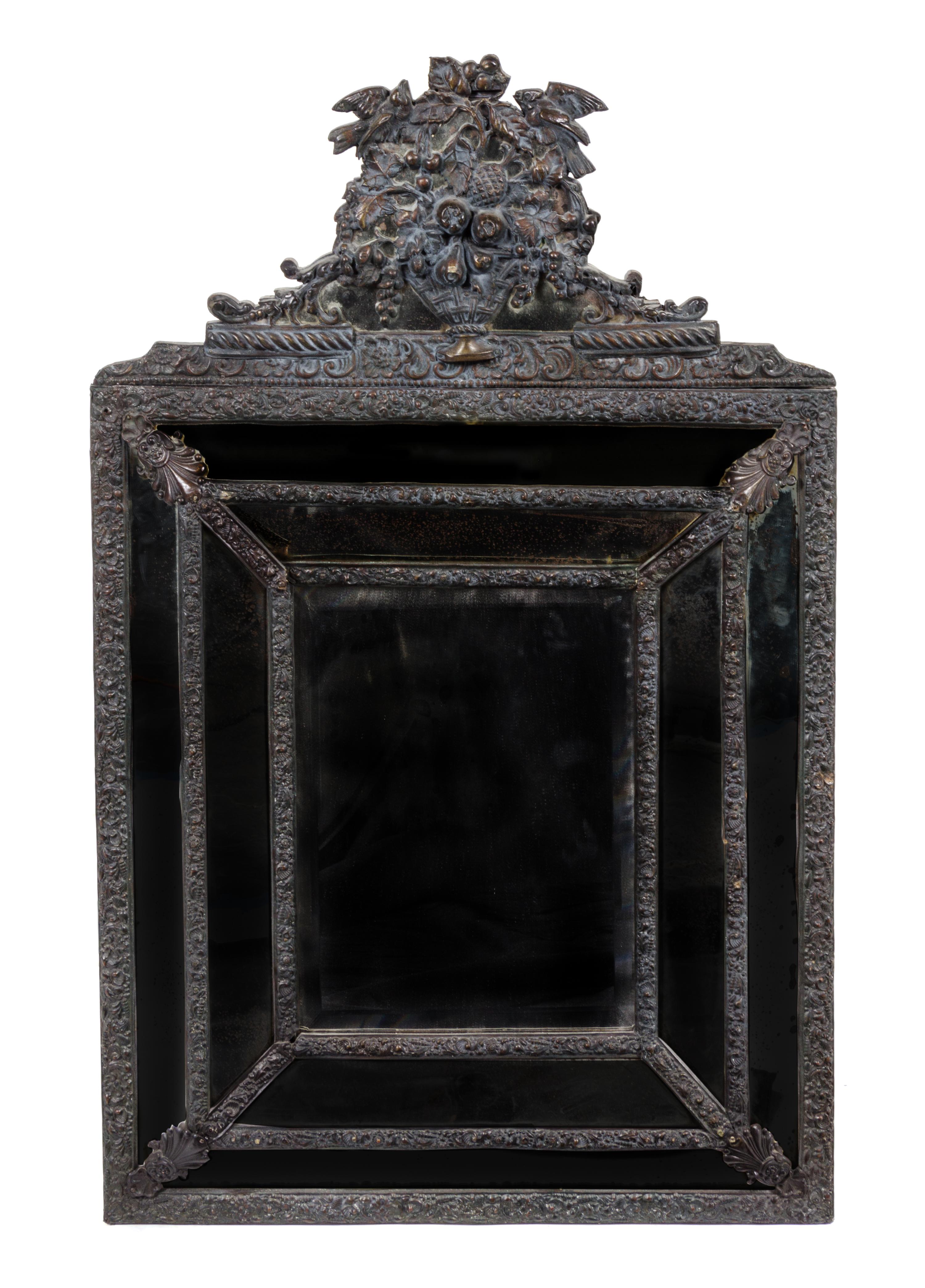 A Dutch Baroque Style Pressed Brass Mirror — 19TH CENTURY