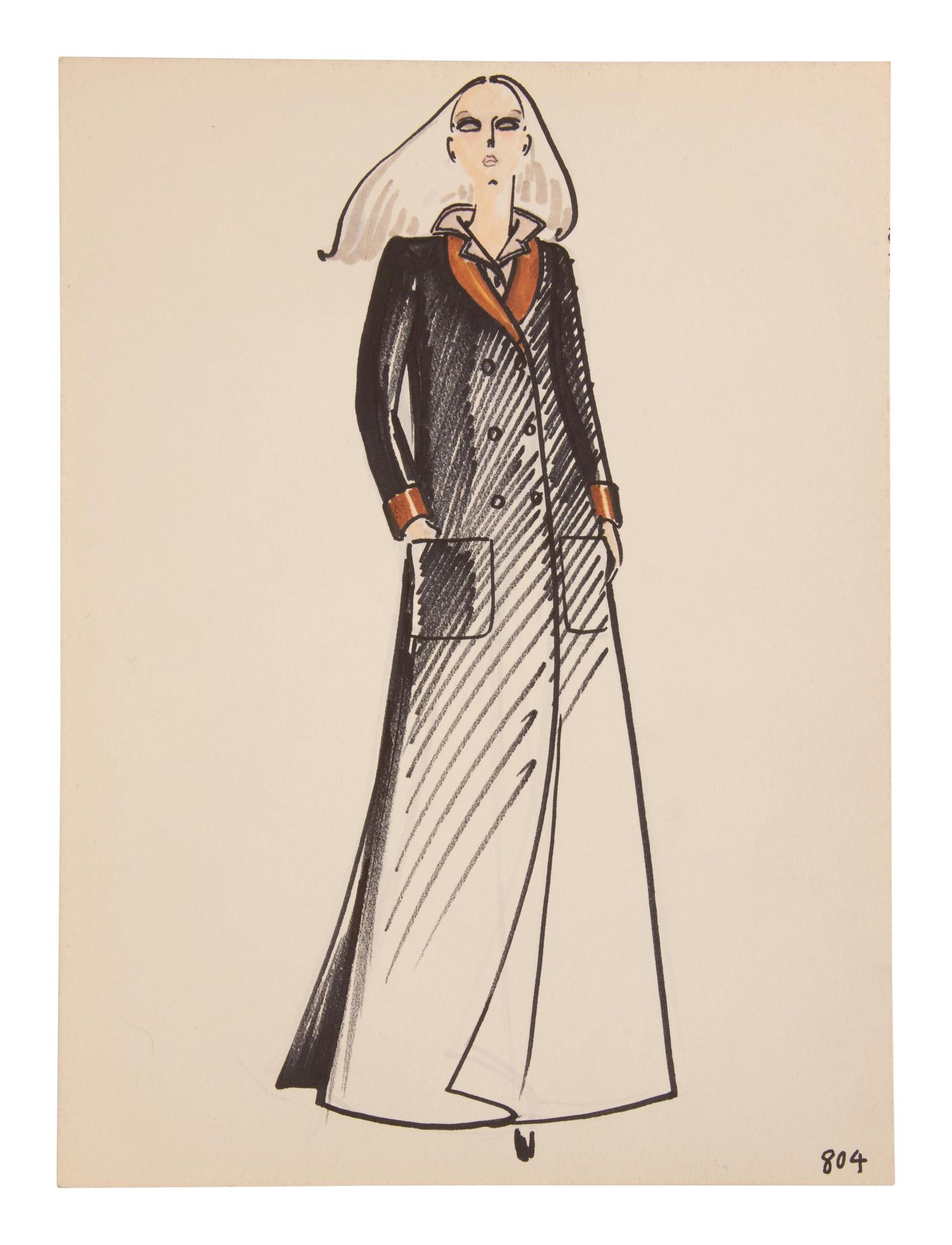 Four Issey Miyake for Geoffrey Beene Fashion Illustrations, Late 1960s-1970