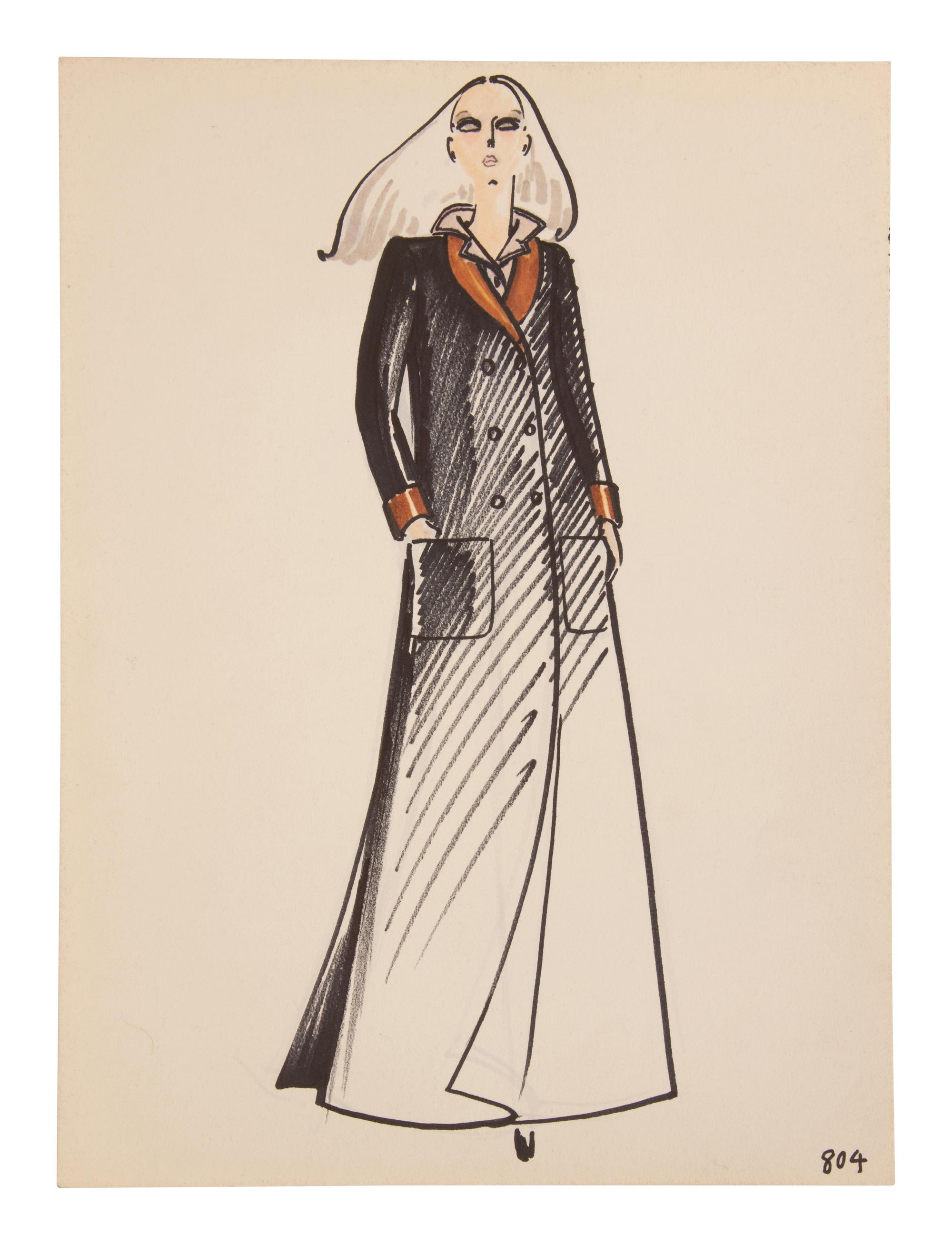 Four Issey Miyake for Geoffrey Beene Fashion Illustrations, Late 1960s-1970