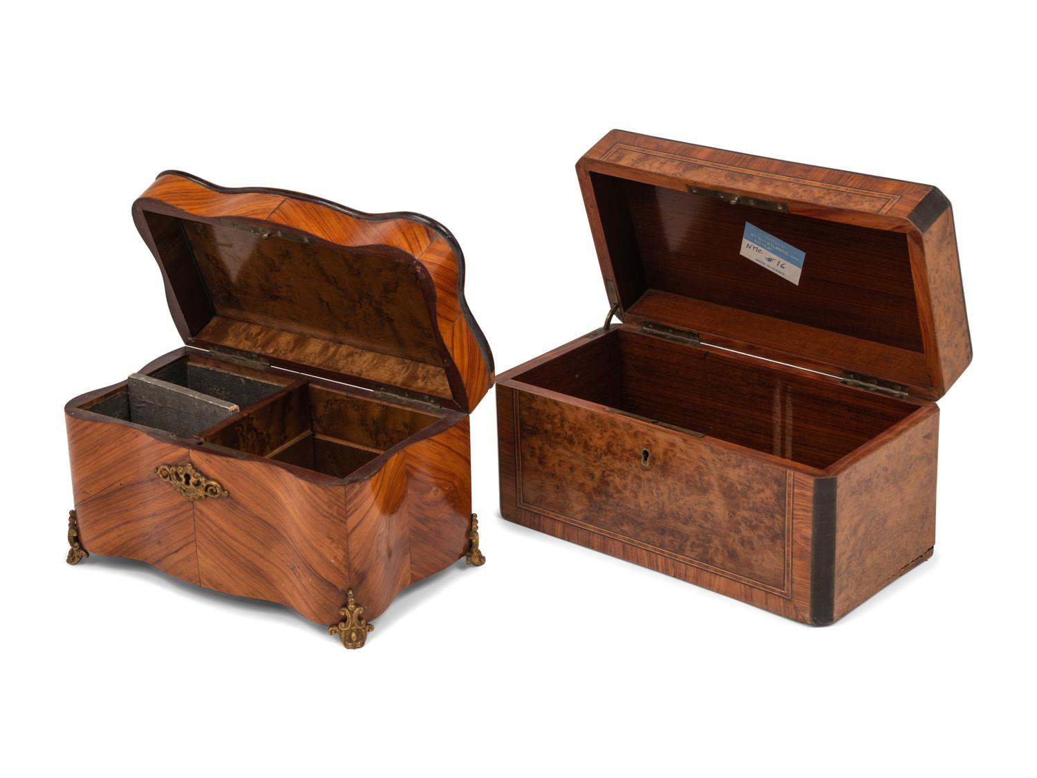 Two Napoleon III Gilt Metal Mounted Table Caskets