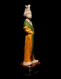 A Chinese Sancai- Glazed Pottery Lady
