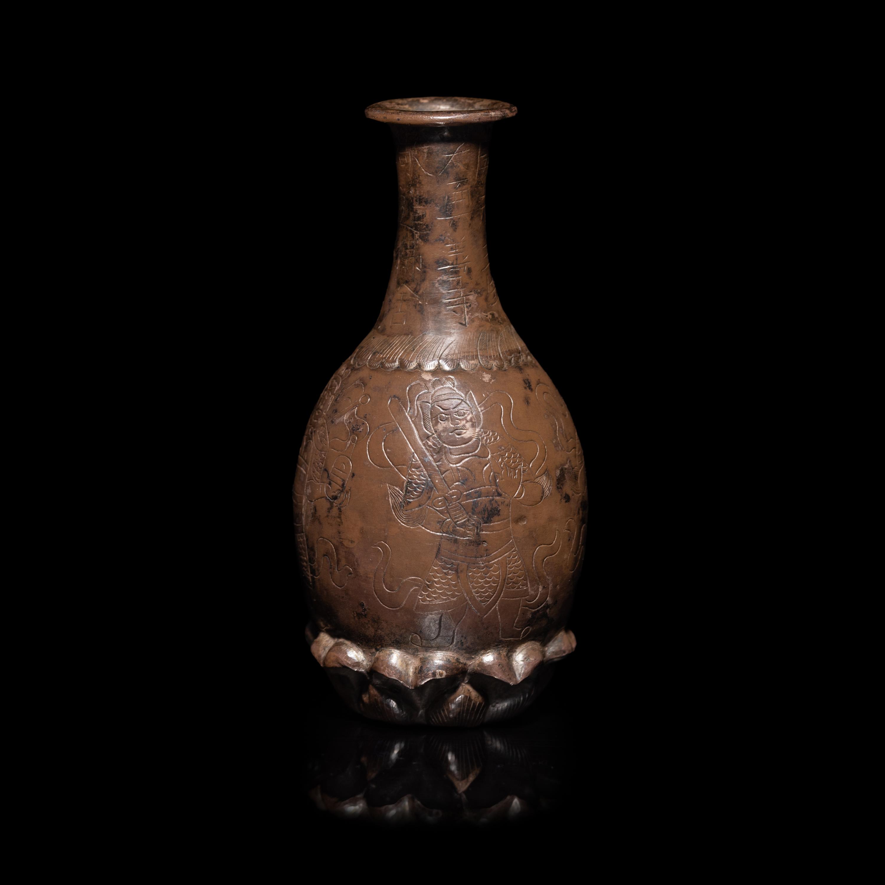 A Small Chinese Silver Reliquary Bottle, Tang Dynasty, Third Year of the Kaiyuan Era (715)