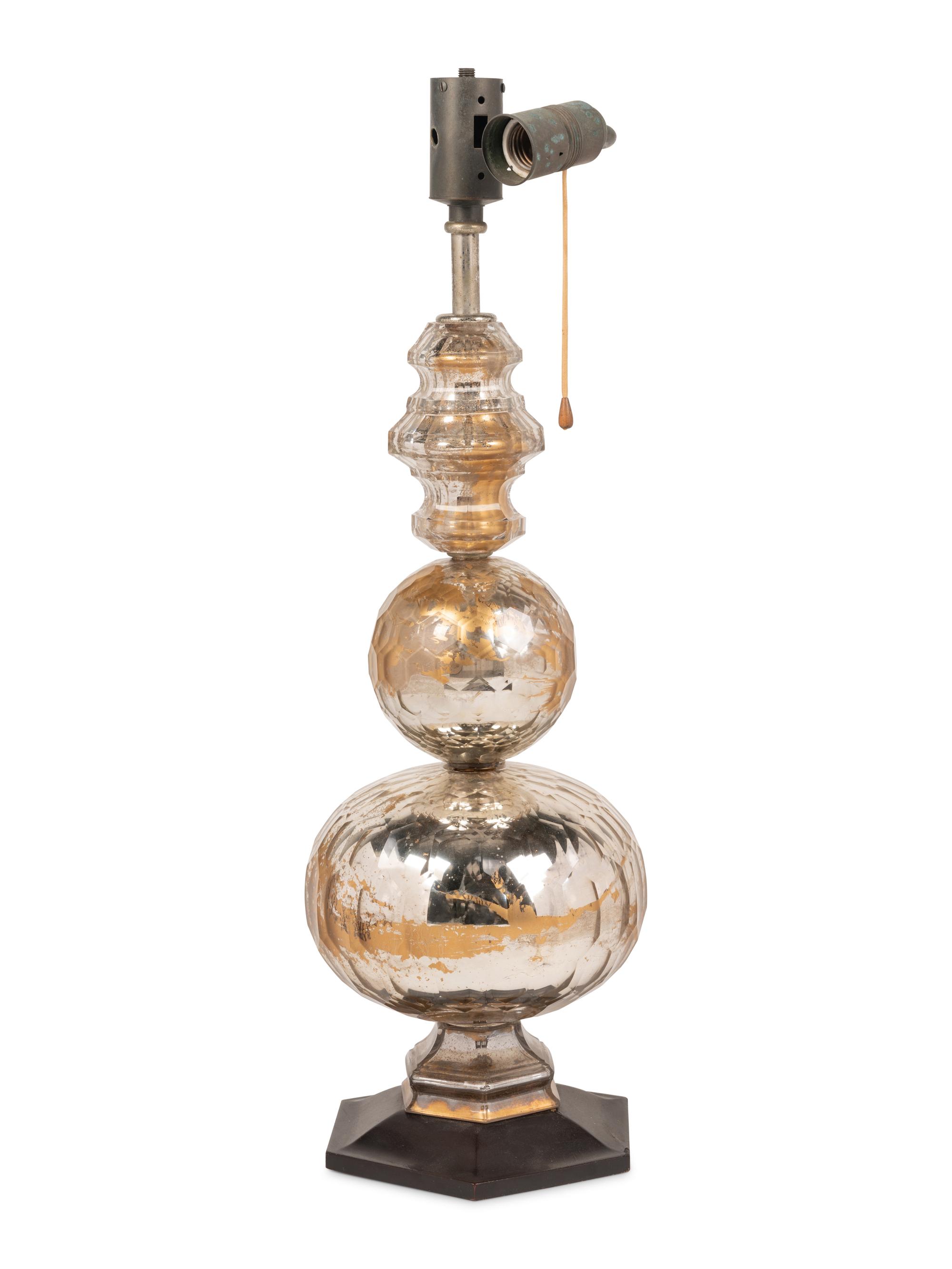A Faceted Mercury Glass Lamp