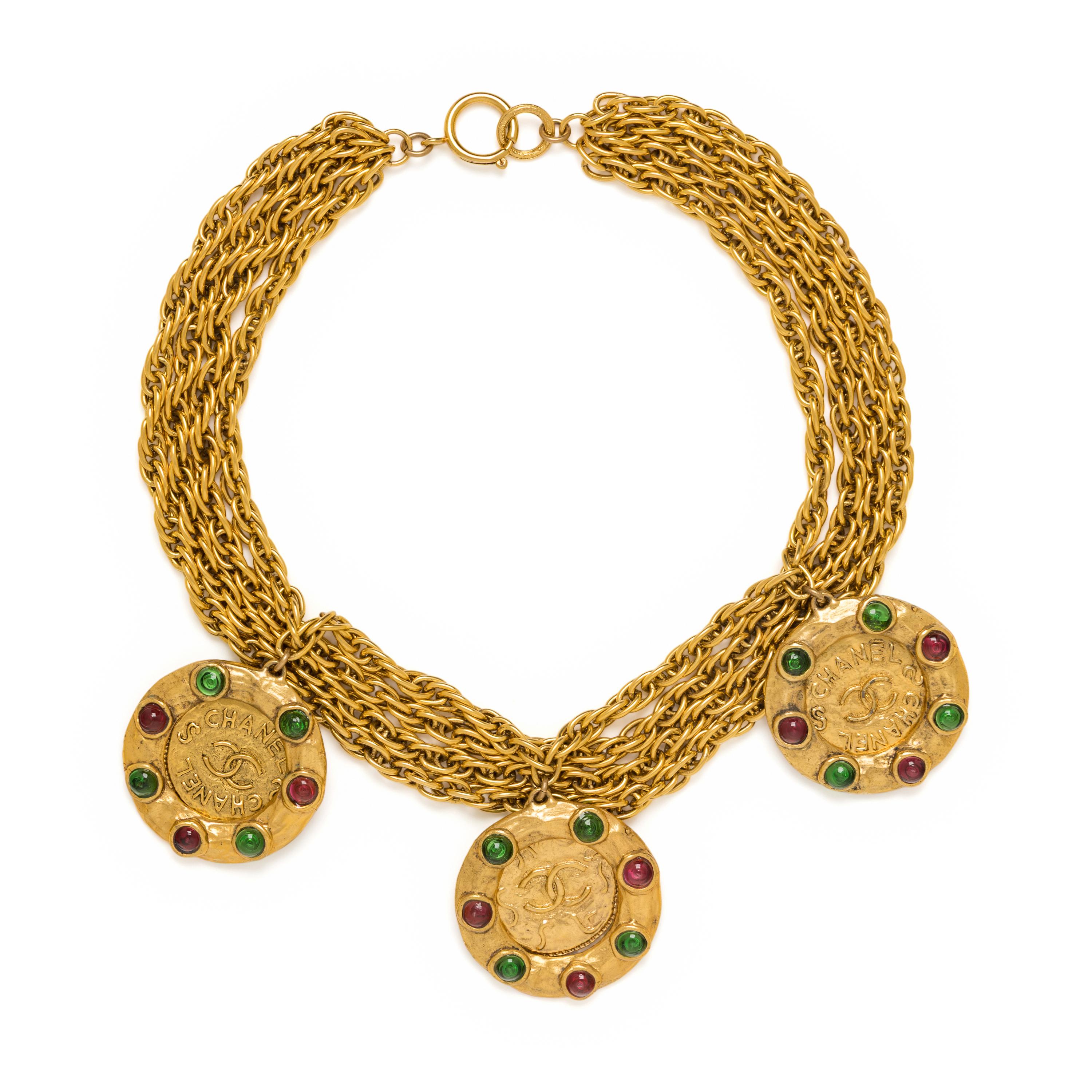 Chanel, Chain & Triple Pendant Necklace