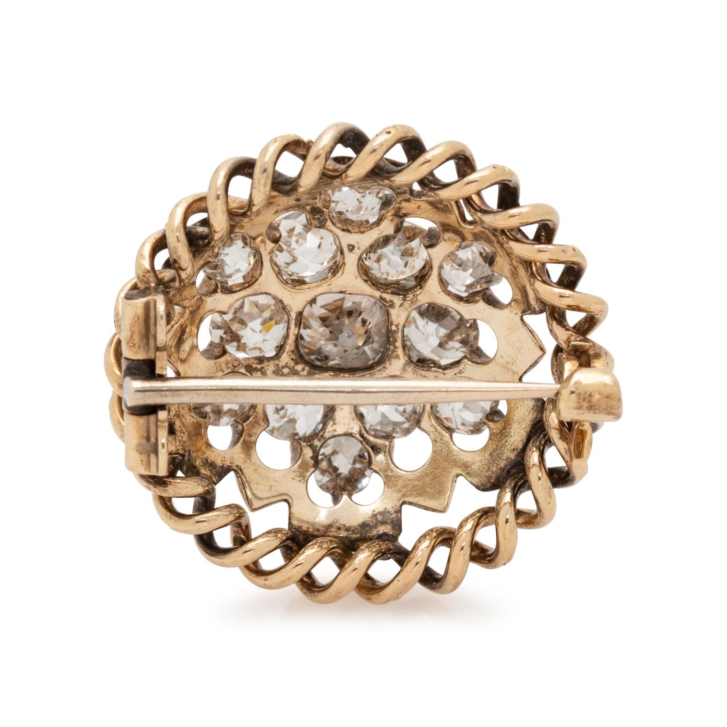 ANTIQUE, YELLOW GOLD AND DIAMOND BROOCH
