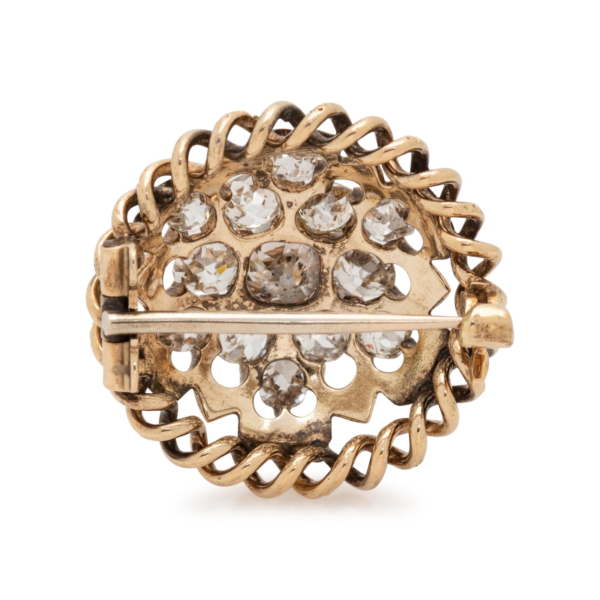 ANTIQUE, YELLOW GOLD AND DIAMOND BROOCH
