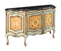 A Venetian Style Painted Marble-Top Commode