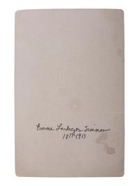 [EARLY PHOTOGRAPHY - OCCUPATIONAL]. GRIGNON, J.B., photographer. Cabinet card of "Advertising Lady" promoting Mrs. Bollom Millinery. Winneconne, WI.