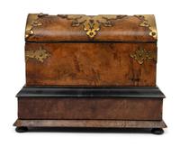 An English Brass Mounted Burlwood Writing Stand