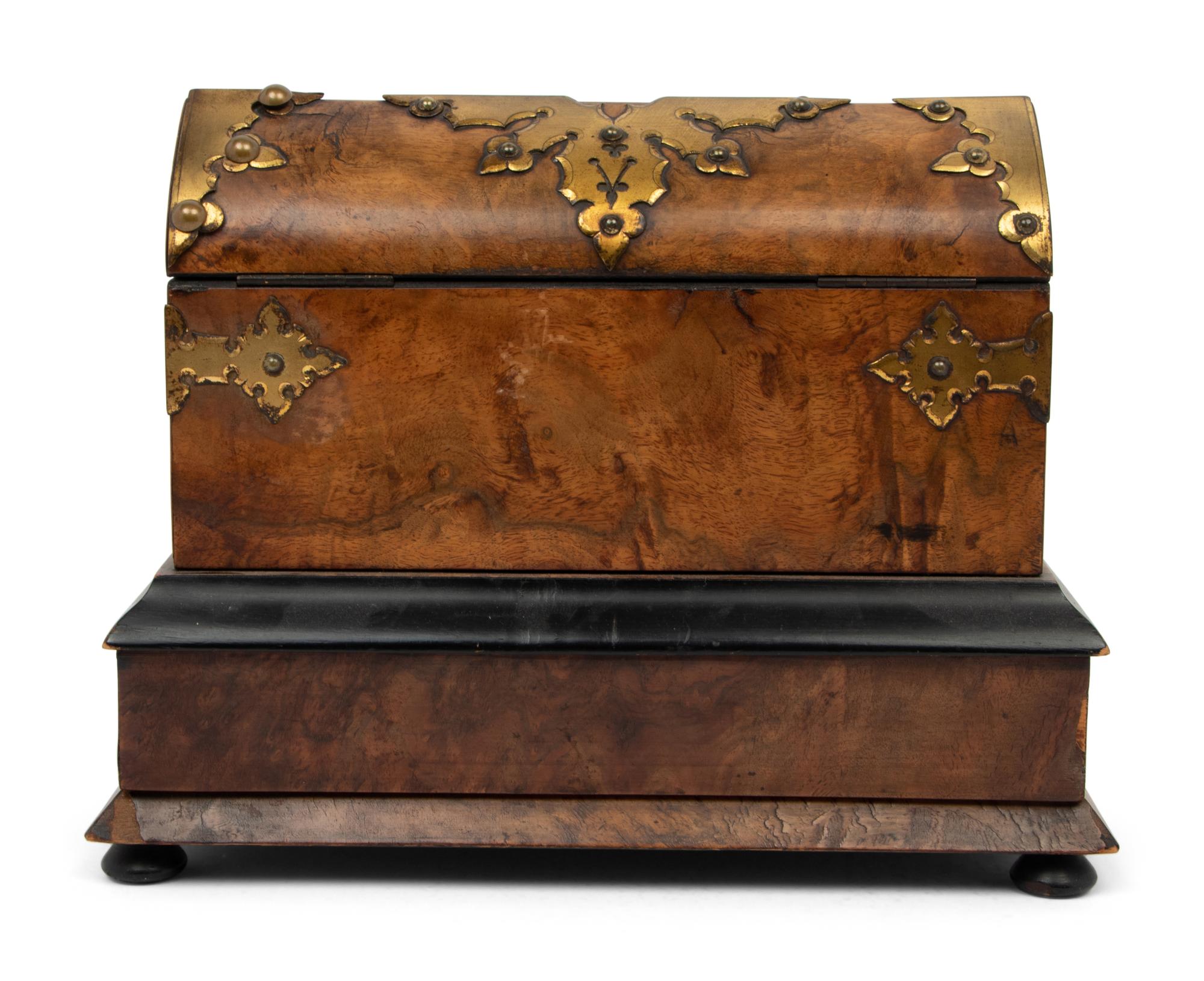 An English Brass Mounted Burlwood Writing Stand