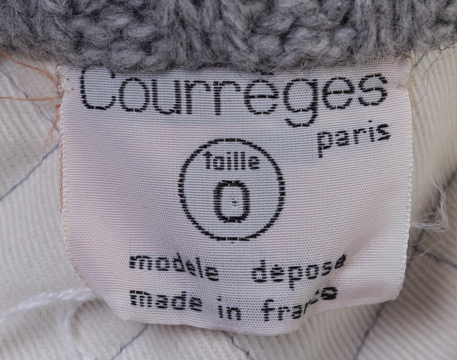 A Courreges Grey Wool Cableknit Jacket, Size 0.