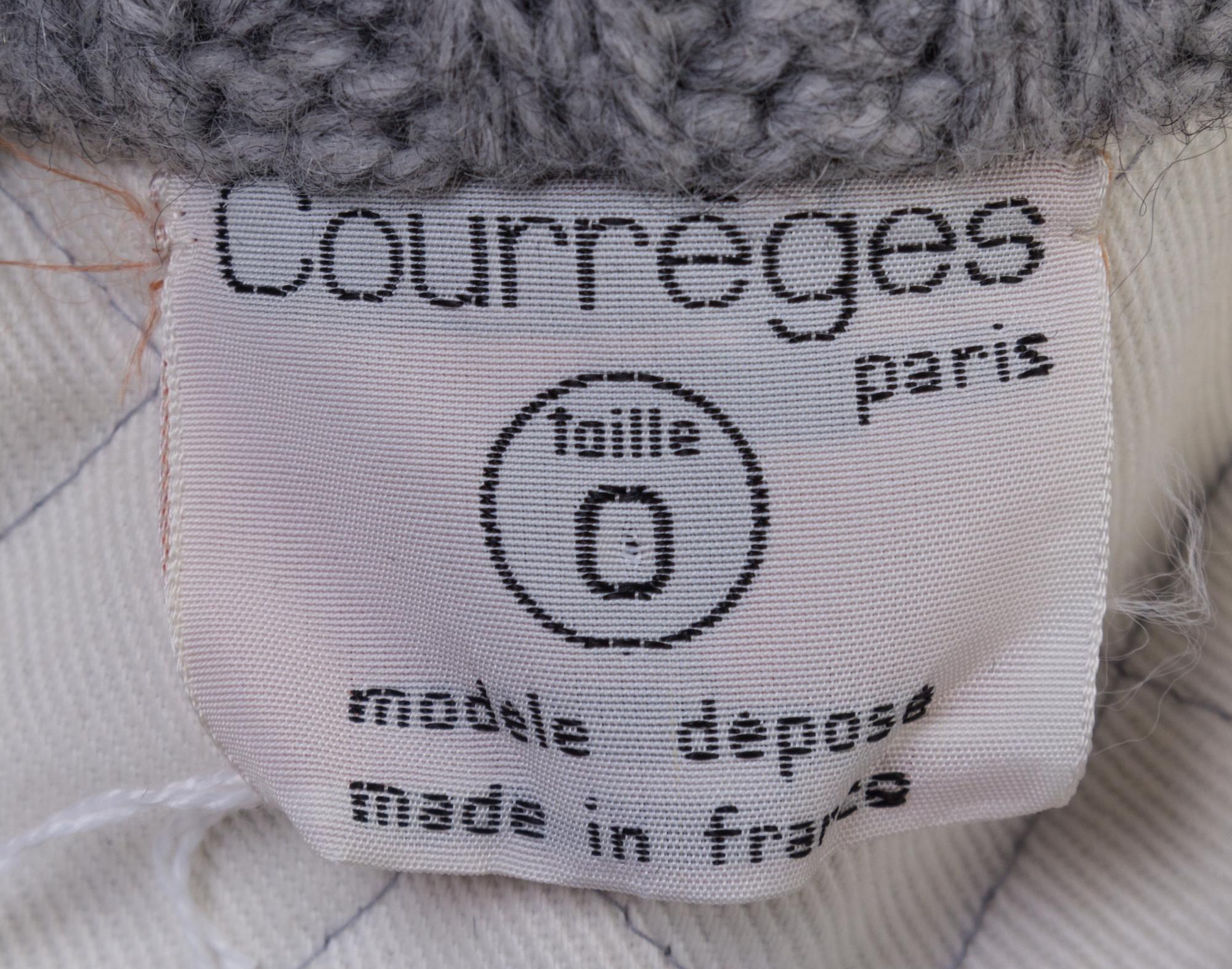 A Courreges Grey Wool Cableknit Jacket, Size 0.
