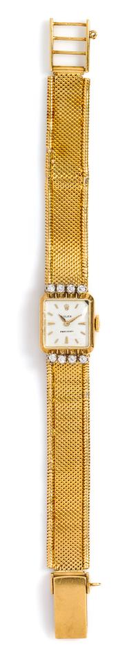 An 18 Karat Yellow Gold and Diamond Wristwatch, Rolex, 20.60 dwts.