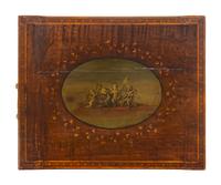 A George III Inlaid and Figured Mahogany Work Box on Stand