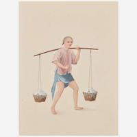 Chinese School 19th century Group of Thirteen Works Depicting Chinese Occupations