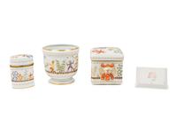 Four Tiffany and Co. for Le Tallec Cirque Chinois Porcelain Table Articles