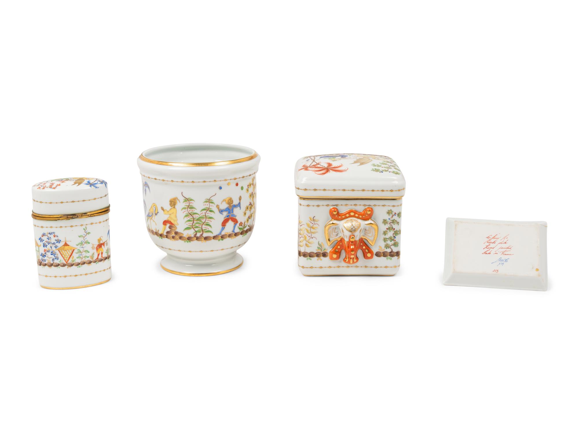 Four Tiffany and Co. for Le Tallec Cirque Chinois Porcelain Table Articles