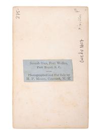 [CIVIL WAR]. MOORE, H.P., photog. Secesh Gun, Fort Welles, Port Royal, SC. Concord, NH, ca 1862.