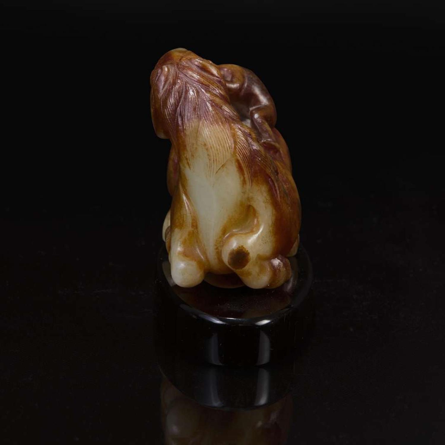 A Chinese yellowish and russet jade "Horse and Monkey" group 马上封”猴“玉雕 18th century or later ???????