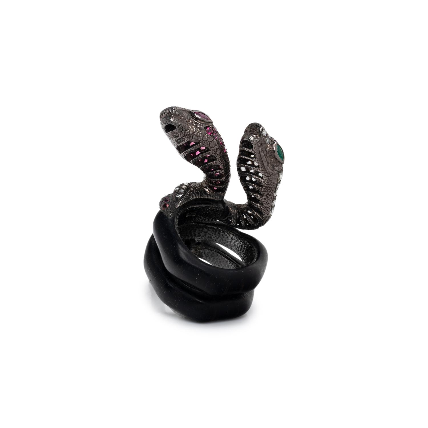 LOTUS ARTS DE VIVRE, MULTIGEM DOUBLE SNAKE RING