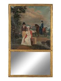 An American Giltwood and Painted Trumeau Mirror