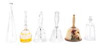 A Group of Five Glass Bells Height of tallest 9 inches.