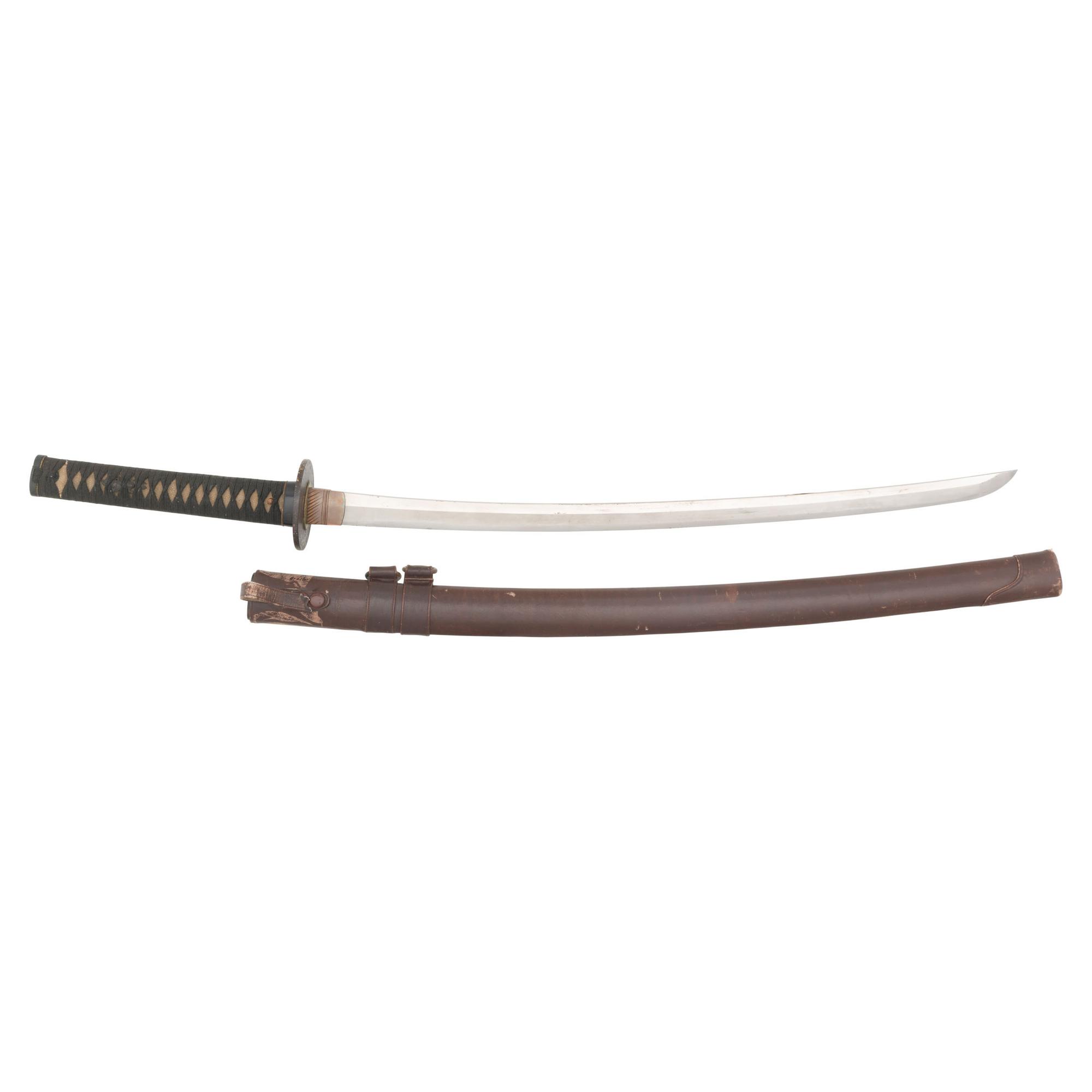 Shin Shinto Wakizashi with Martial Leather Wrapped Scabbard