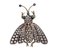 A Silver Topped Gold, Diamond, Emerald and Sapphire Insect Brooch,
