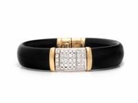 CARDI MILANO, YELLOW GOLD, ONYX, AND DIAMOND JEWELRY SET
