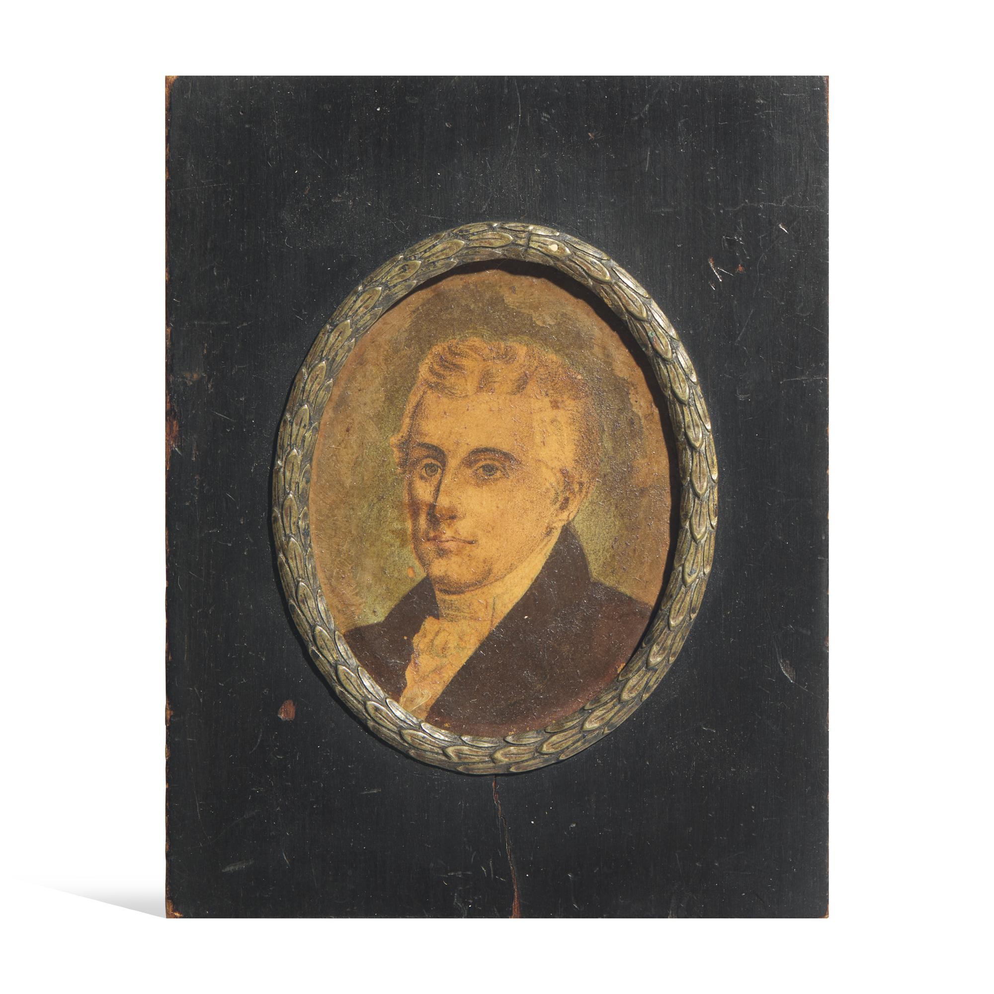 John Sartain (1808-1897), A Mezzotint Portrait Miniature of Thomas Jefferson