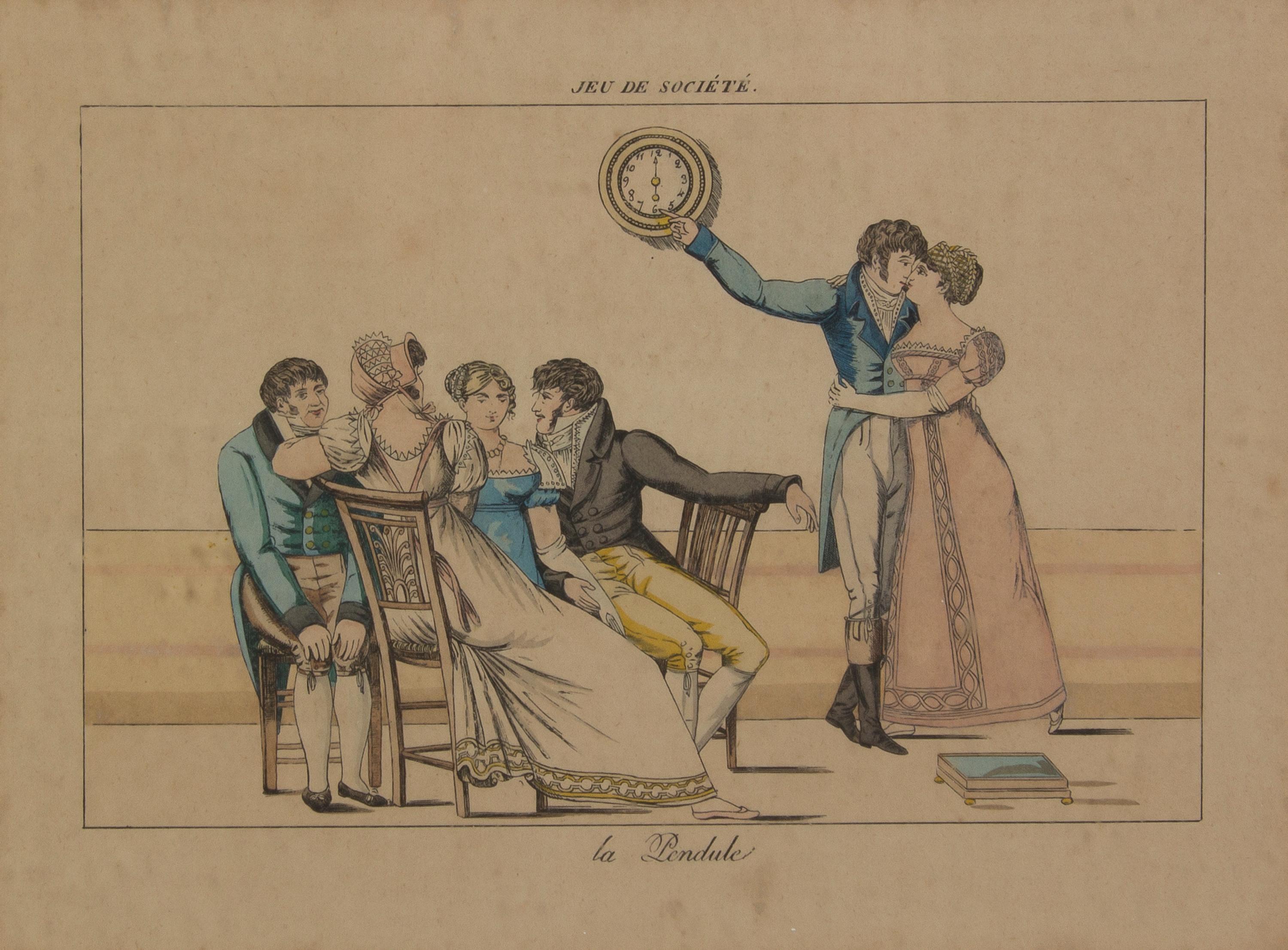 An Assembled Set of Fourteen French Handcolored Engravings, Height 7 x width 9 5/8 inches (visible).
