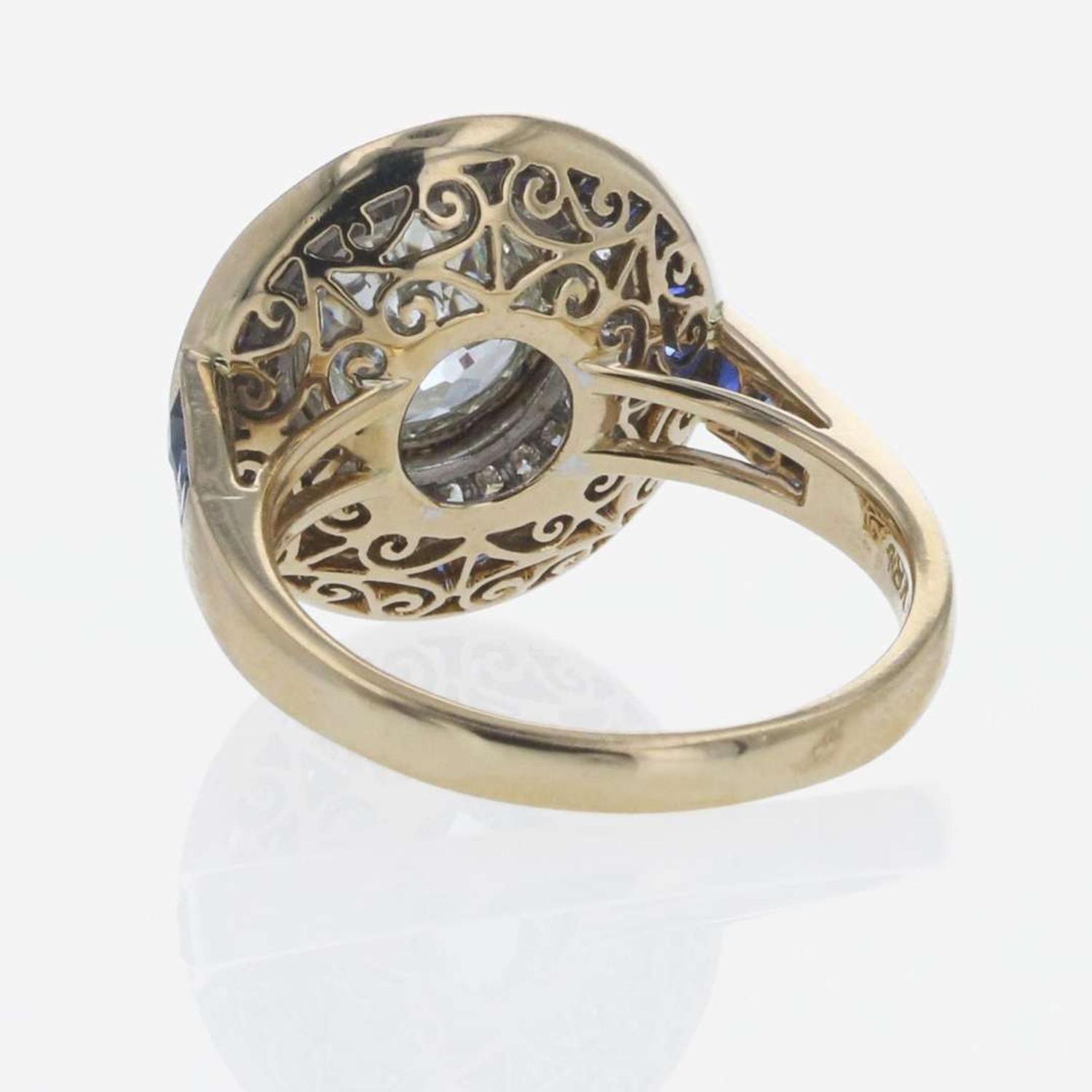 A Diamond and Sapphire Ring