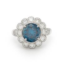 TREATED BLUE DIAMOND AND DIAMOND RING