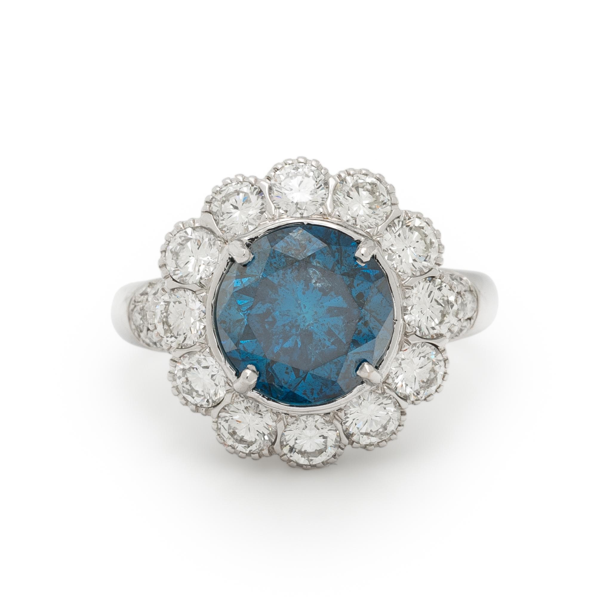 TREATED BLUE DIAMOND AND DIAMOND RING