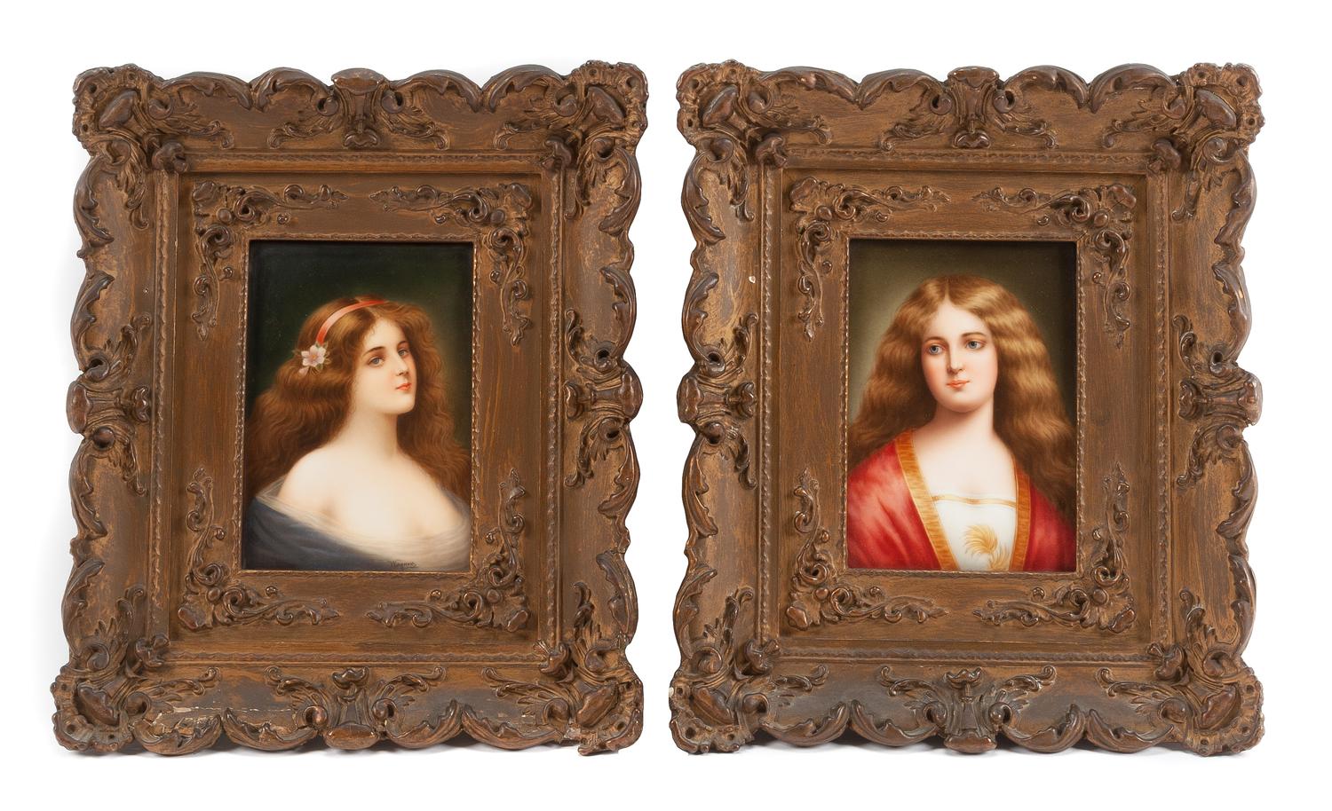 A Pair of Hutschenreuther Porcelain Plaques Porcelain plaque: 7 x 5 inches. — LATE 19TH/EARLY 20TH CENTURY